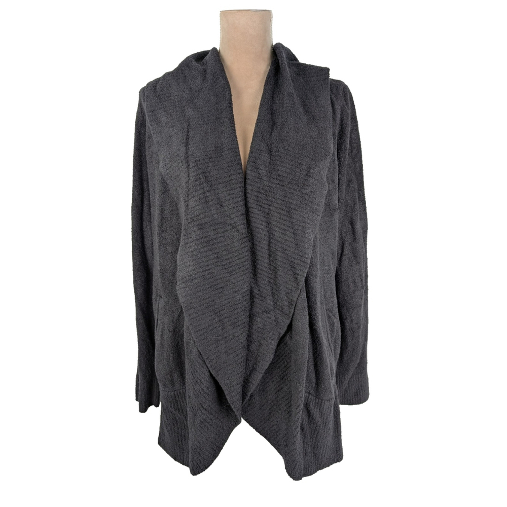 Barefoot Dreams CozyChic Lite Circle Cardi Black L XL Lounge Comfort Soft Cozy